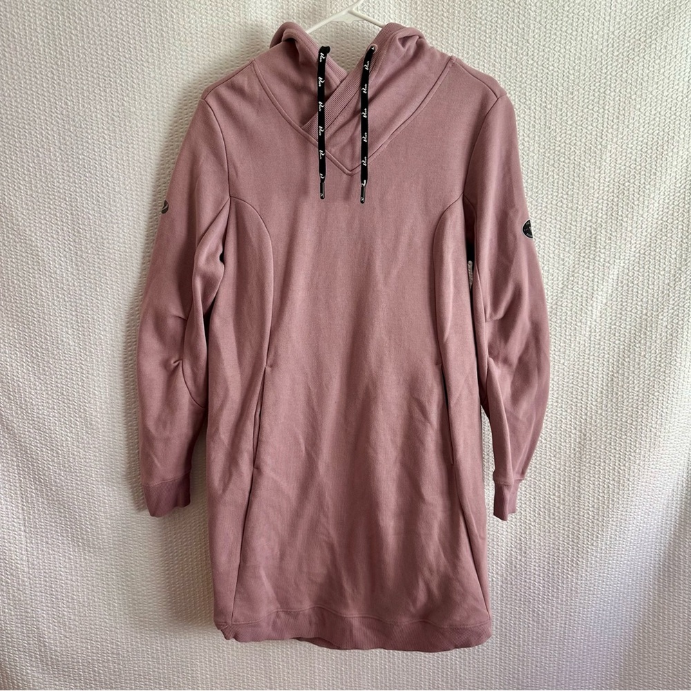 Verve Mauve Hooded Sweatshirt Dress Women’s Medium Ribbed Cowl Neck Athleisure